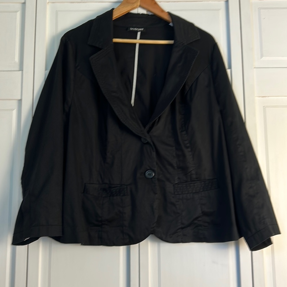 Lane Bryant Button-Front Blazer w/ 2 Front Pockets Black Unknown Size (est. 16)